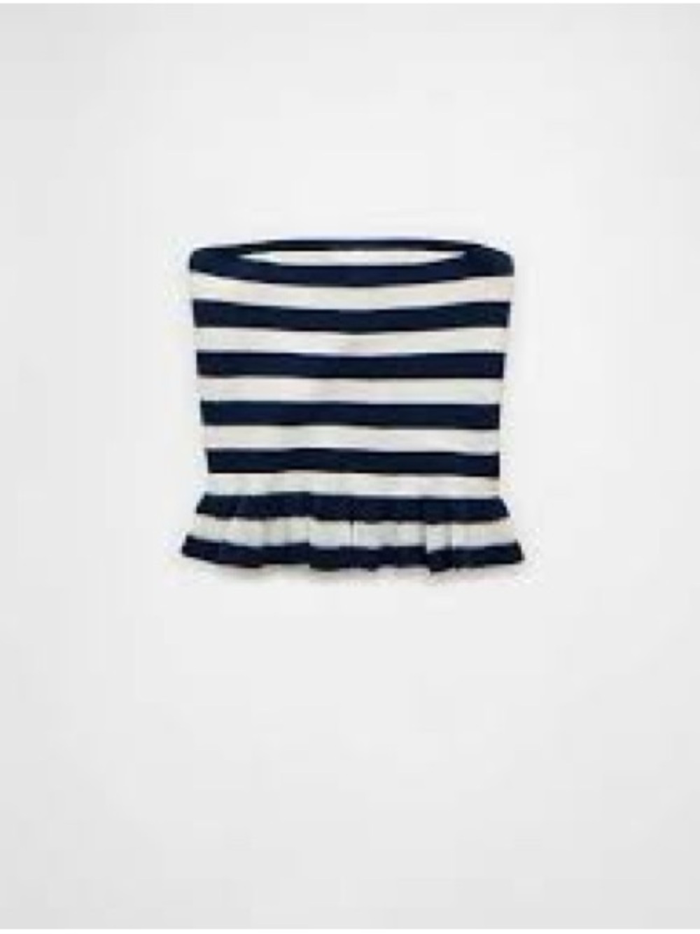 American Eagle Striped Strapless Peplum Tube Top in Navy and White